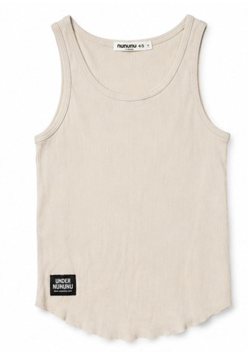 Nununu Under Tank Top Beige Ribbed Cotton Kids Size 4-5